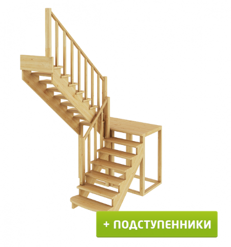 Лестница К-004м/3 с подступенками Л дуб