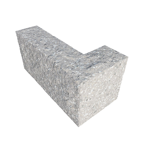 Сплитерный перегородочный Г-образный блок ССПГ 39 белый цемент с мраморной крошкой