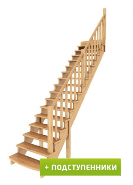 Лестница К-020у с подступенками сосна