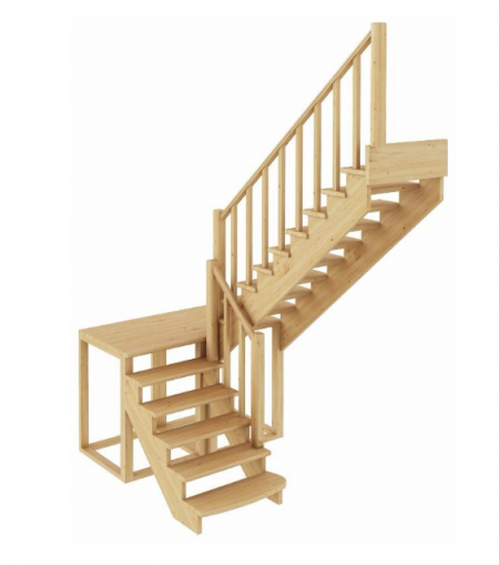 Лестница К-004м/4 без подступенков П дуб
