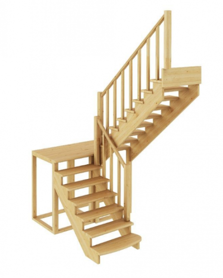 Лестница К-004м/3 без подступенков П дуб