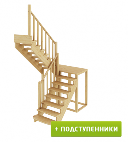 Лестница К-004м/1 с подступенками Л дуб